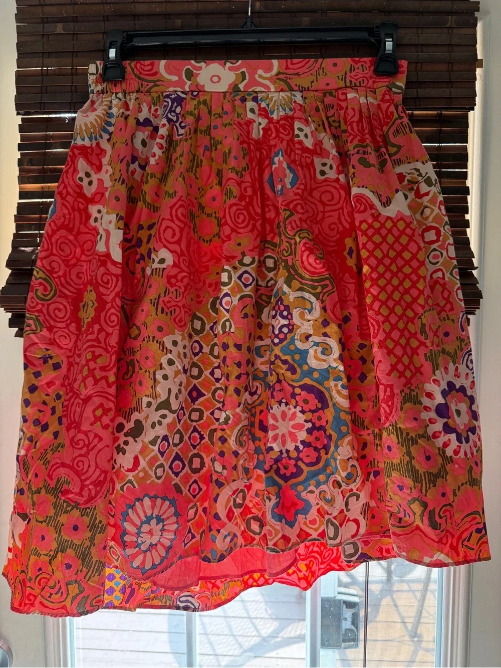 J Crew Floral Mosaic Orange/red  High-Low asymmetrical Skirt. Sz4, like new